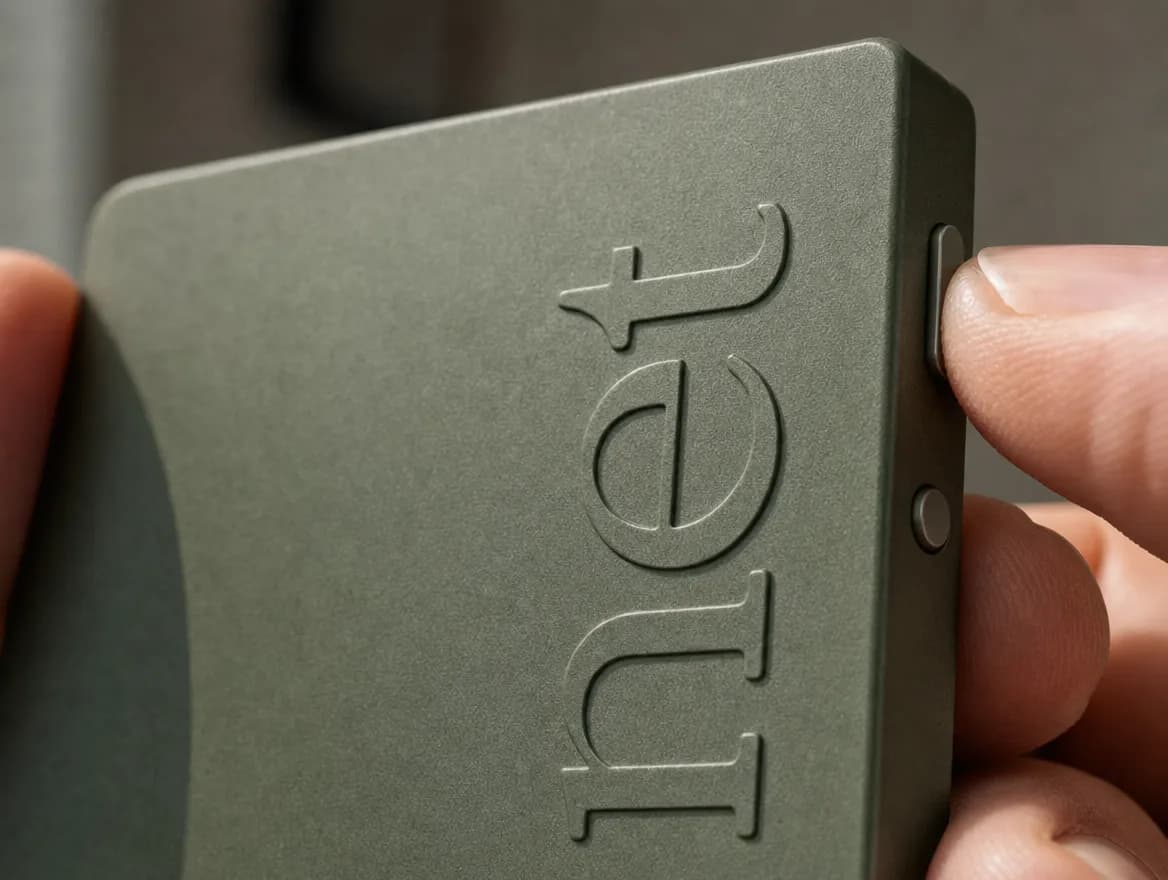 Un doigt appuyant sur le bouton d’enregistrement du Carnet